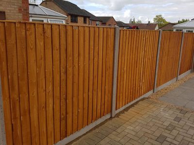 six foot tall feathered edge fencing installed in Corby