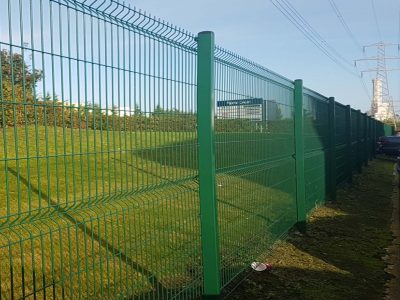 Green industrial security fencing installed in Corby